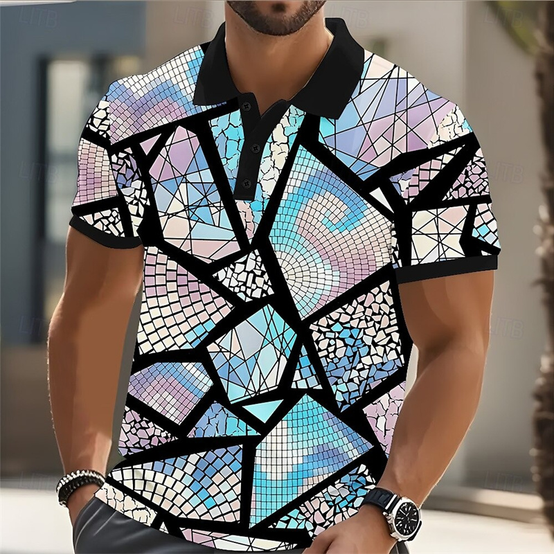 Street Fashion Men 2025 - Męska koszulka polo golfowa z blokami