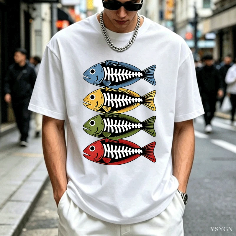 Street Fashion For Short Guys - Męska bawełniana koszulka w stylu retro,